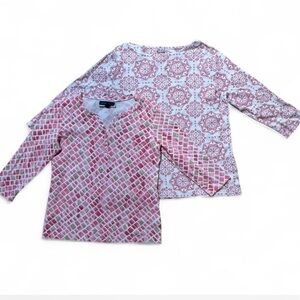 Croft & Barrow and Karen Scott Long Sleeve Tees - Pink and White Patterns